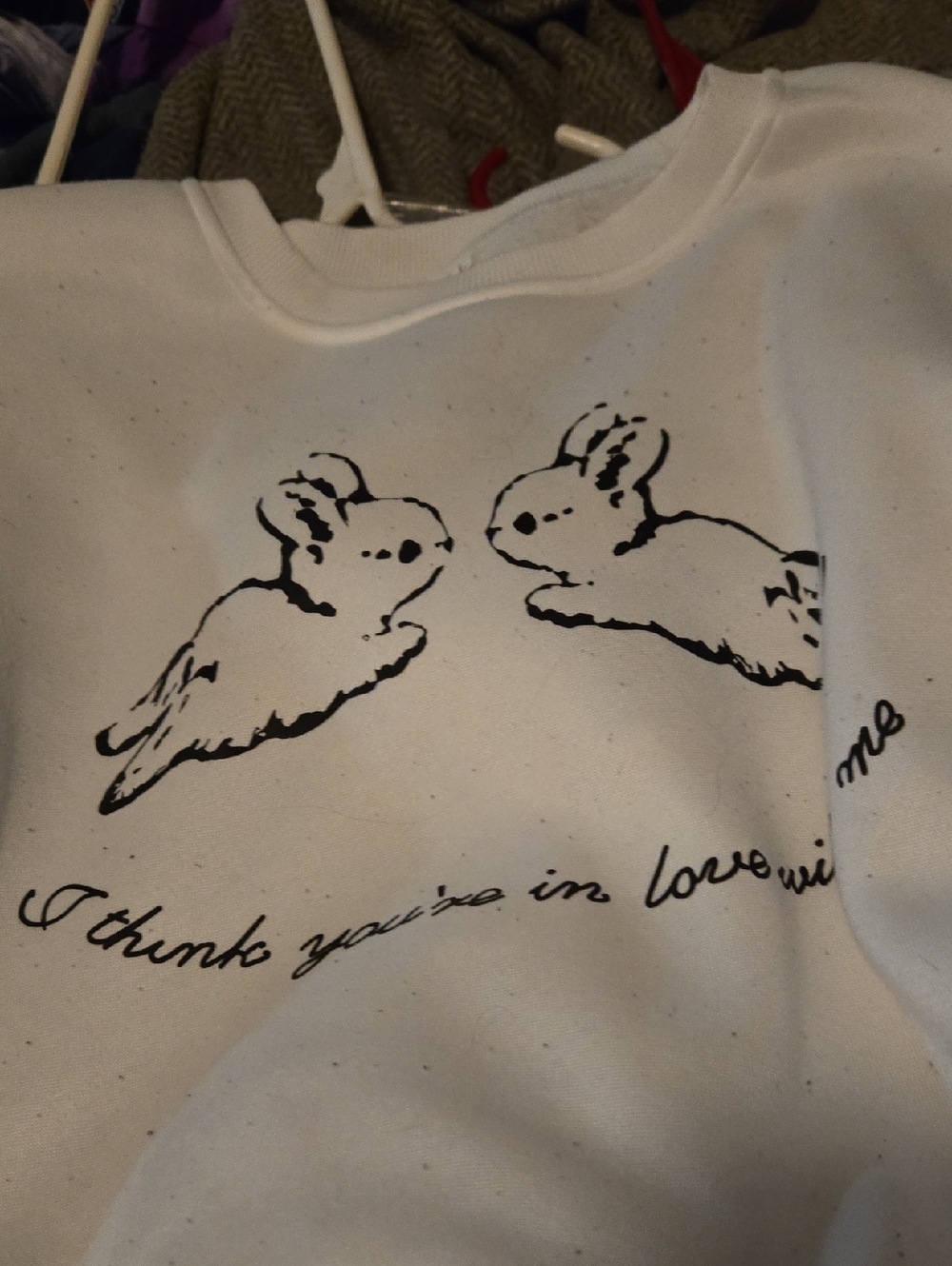 White Graphic Bunny Crewneck Sweatshirt